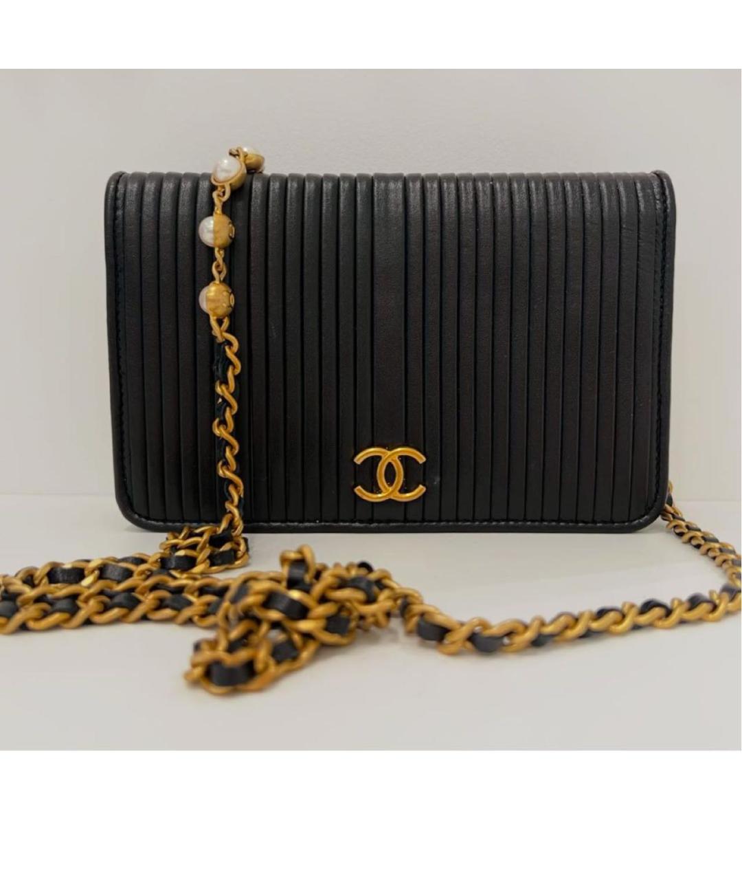 CHANEL Черная кожаная сумка через плечо, фото 5
