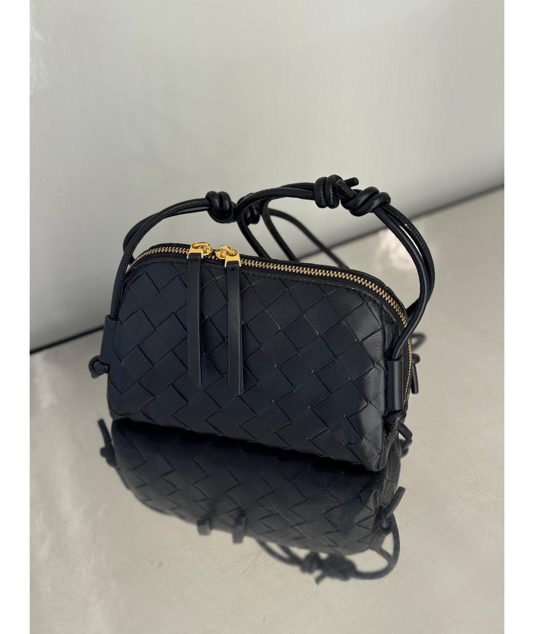 BOTTEGA VENETA Черная кожаная сумка через плечо, фото 2