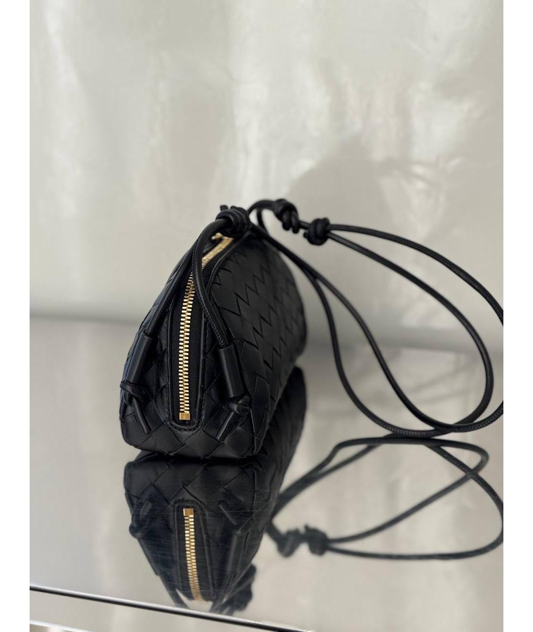 BOTTEGA VENETA Черная кожаная сумка через плечо, фото 3