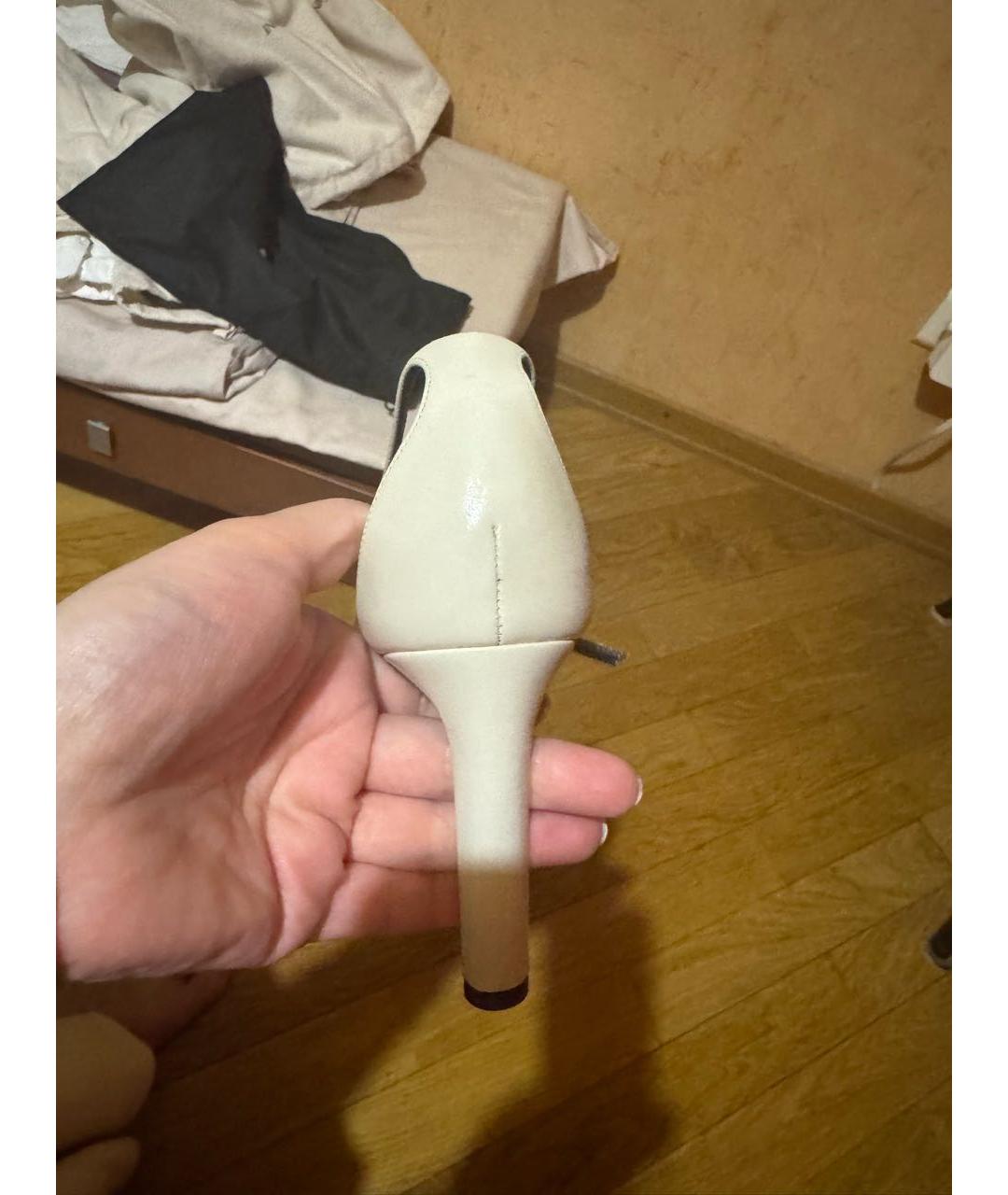 SAINT LAURENT Бежевые кожаные босоножки, фото 2