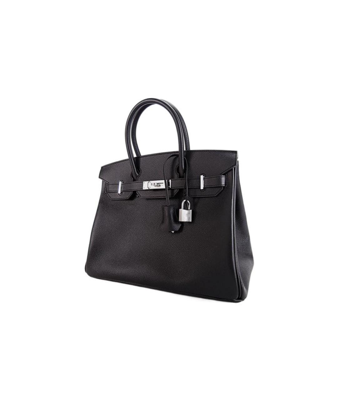 HERMES Черная кожаная сумка тоут, фото 2