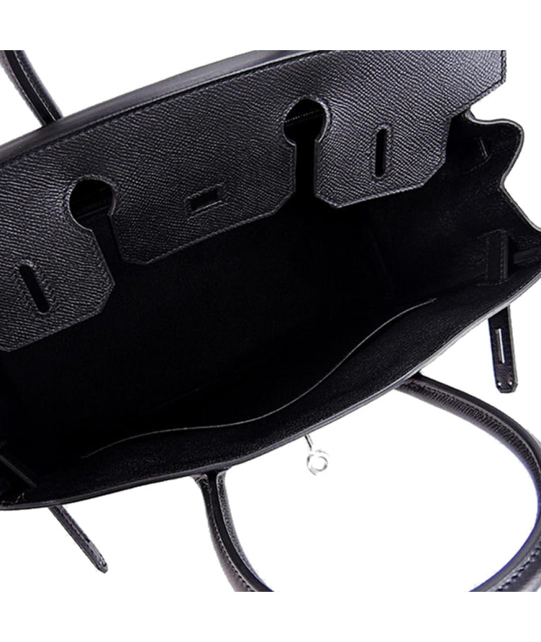 HERMES Черная кожаная сумка тоут, фото 5