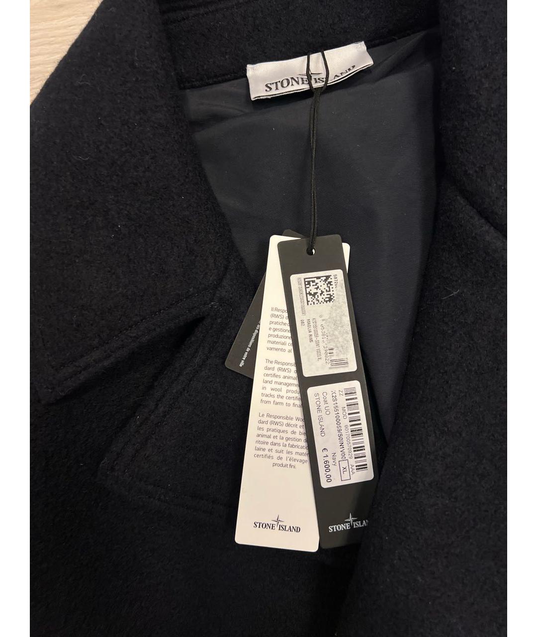 STONE ISLAND Темно-синее шерстяное пальто, фото 4