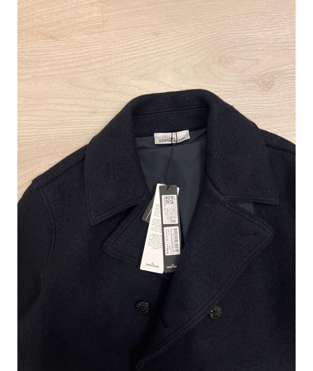STONE ISLAND Темно-синее шерстяное пальто, фото 2