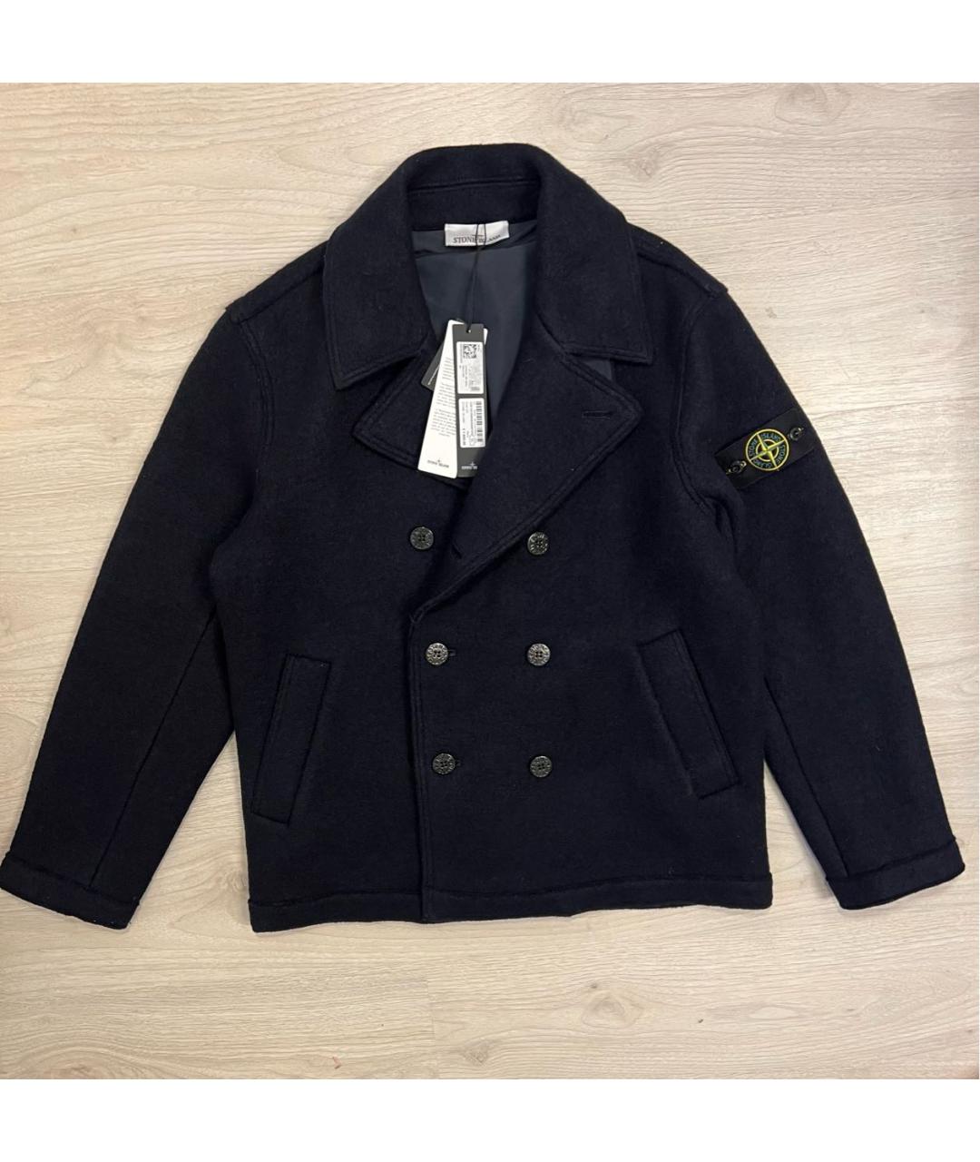 STONE ISLAND Темно-синее шерстяное пальто, фото 9