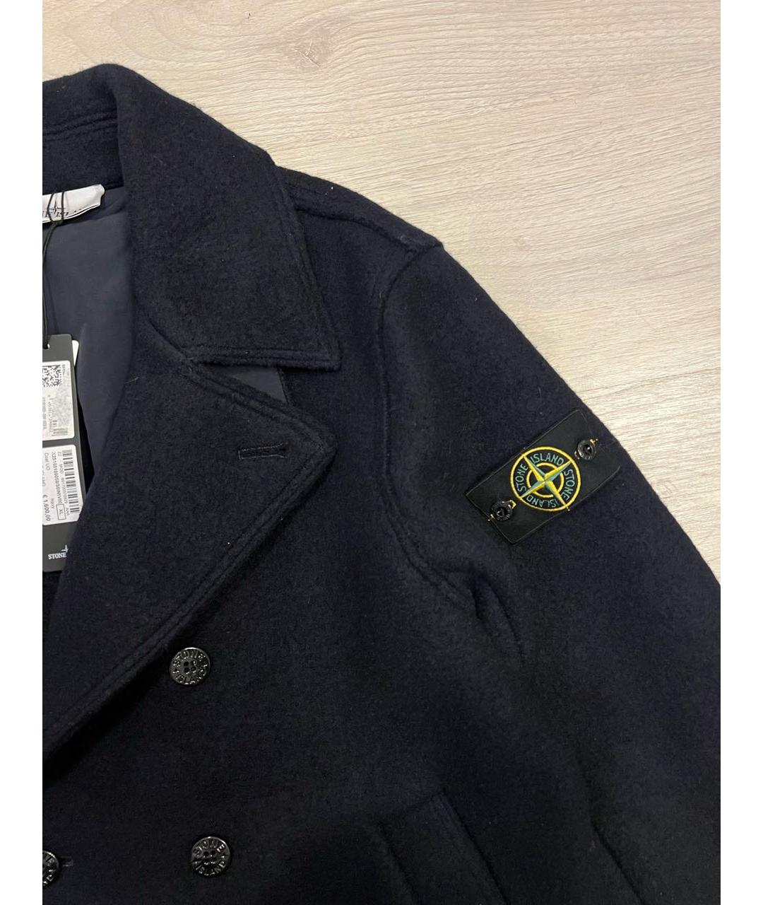 STONE ISLAND Темно-синее шерстяное пальто, фото 3