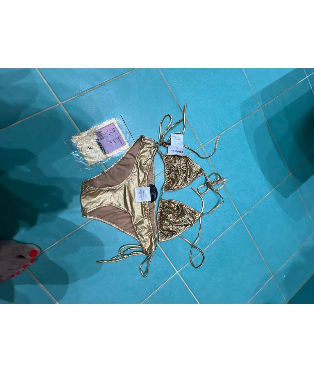 CHANEL Золотой полиамидовый купальник, фото 3