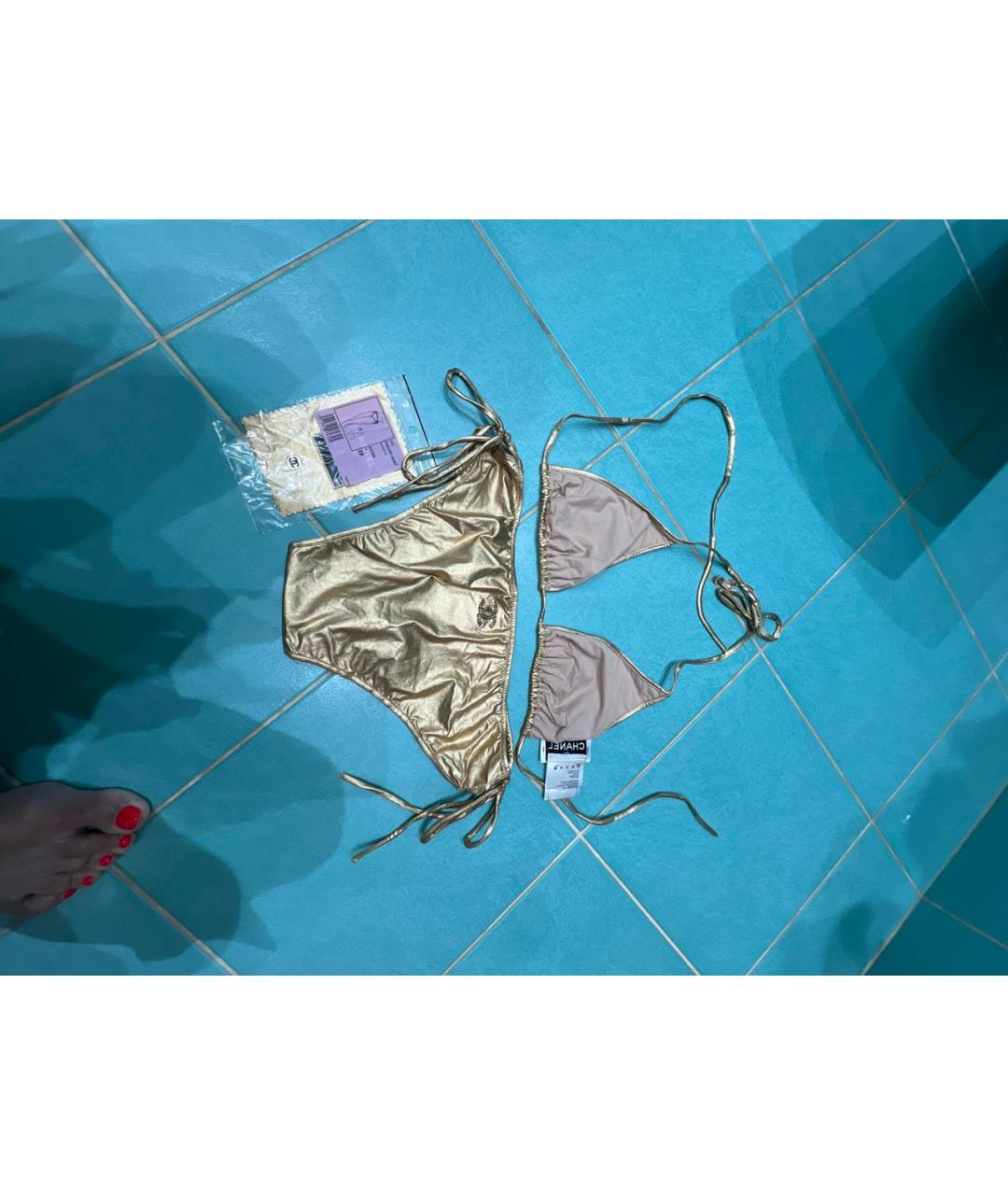 CHANEL Золотой полиамидовый купальник, фото 2