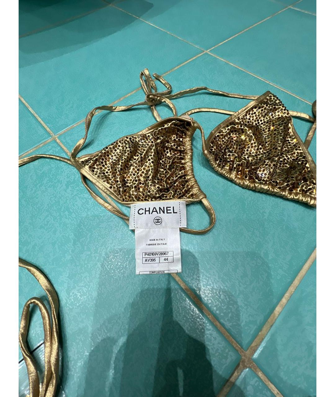 CHANEL Золотой полиамидовый купальник, фото 4