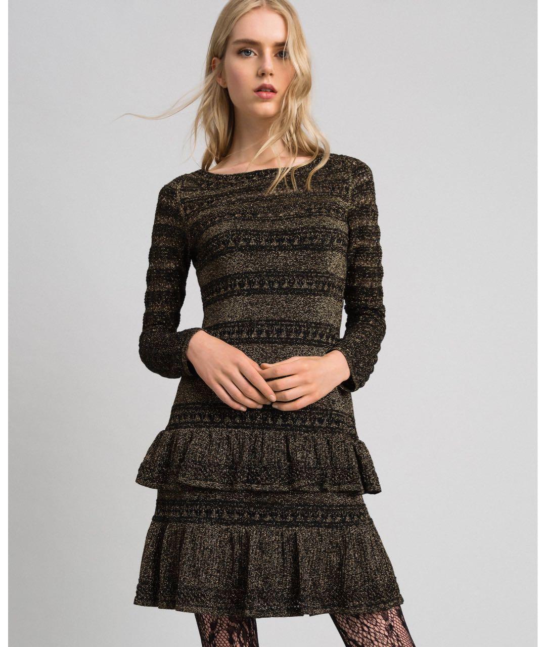 TWIN-SET Коричневое хлопковое повседневное платье, фото 5