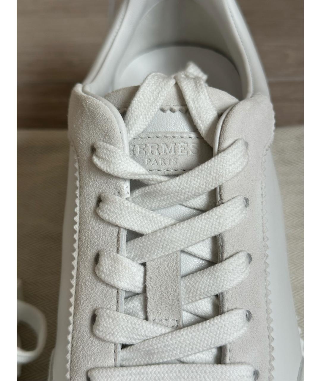 HERMES Белые кожаные кроссовки, фото 4