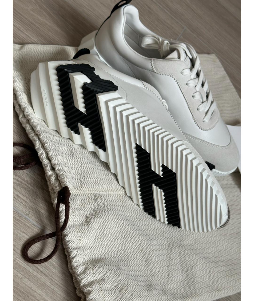 HERMES Белые кожаные кроссовки, фото 2