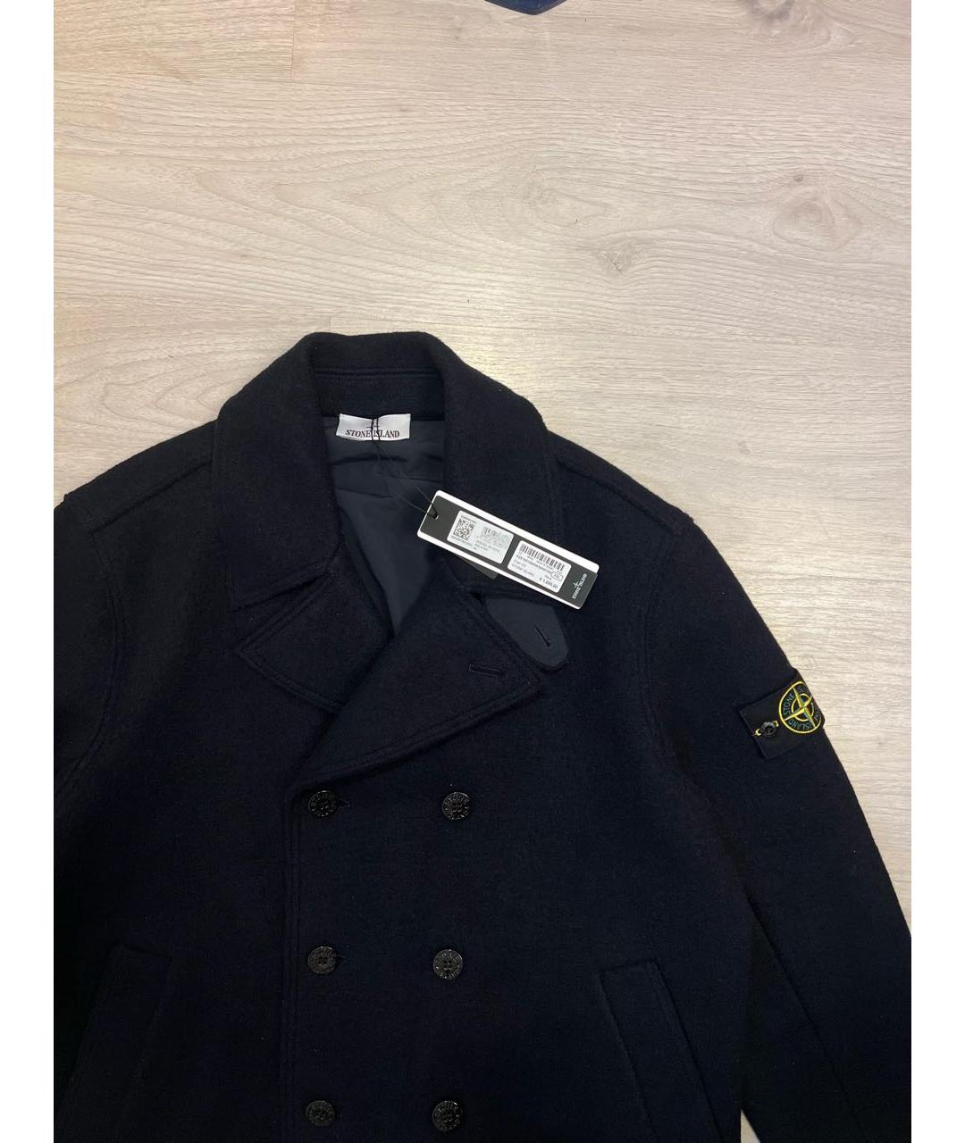 STONE ISLAND Темно-синее шерстяное пальто, фото 2