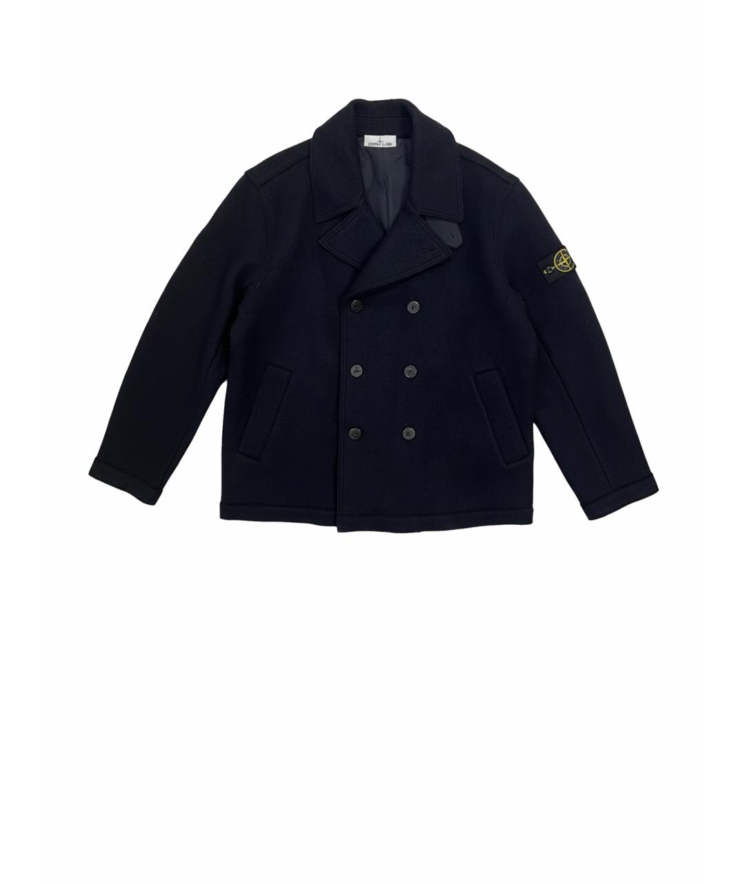 STONE ISLAND Темно-синее шерстяное пальто, фото 8