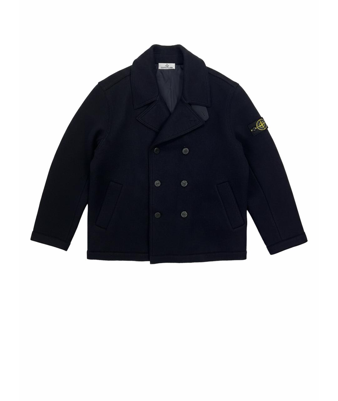 STONE ISLAND Темно-синее шерстяное пальто, фото 1