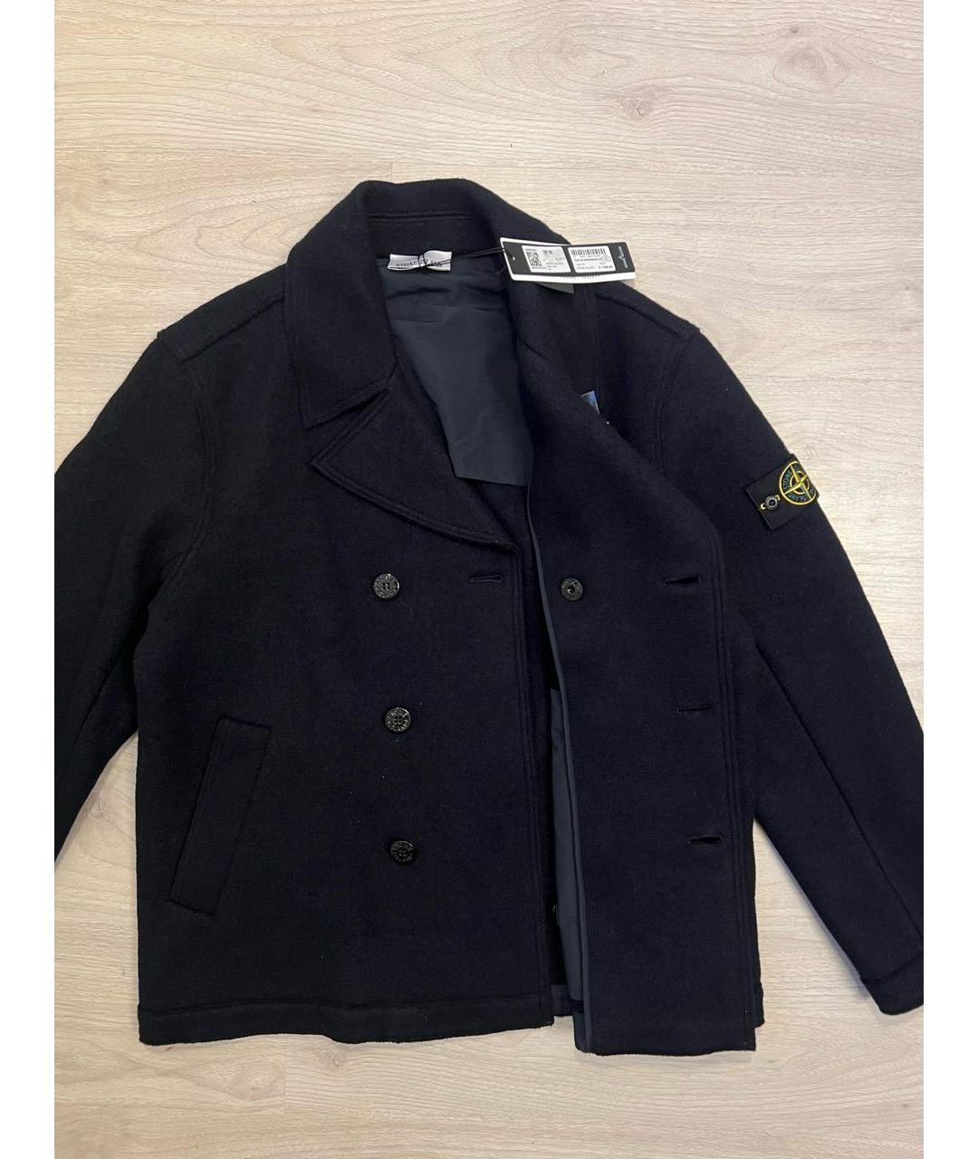 STONE ISLAND Темно-синее шерстяное пальто, фото 4