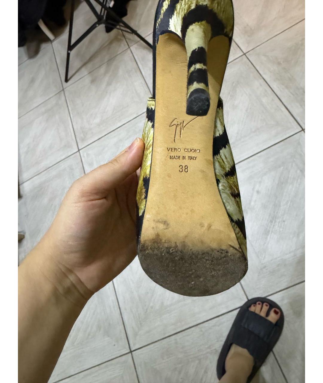 GIUSEPPE ZANOTTI DESIGN Золотые текстильные туфли, фото 5