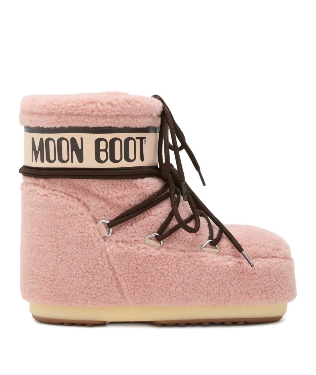 MOON BOOT Розовые текстильные ботинки, фото 3