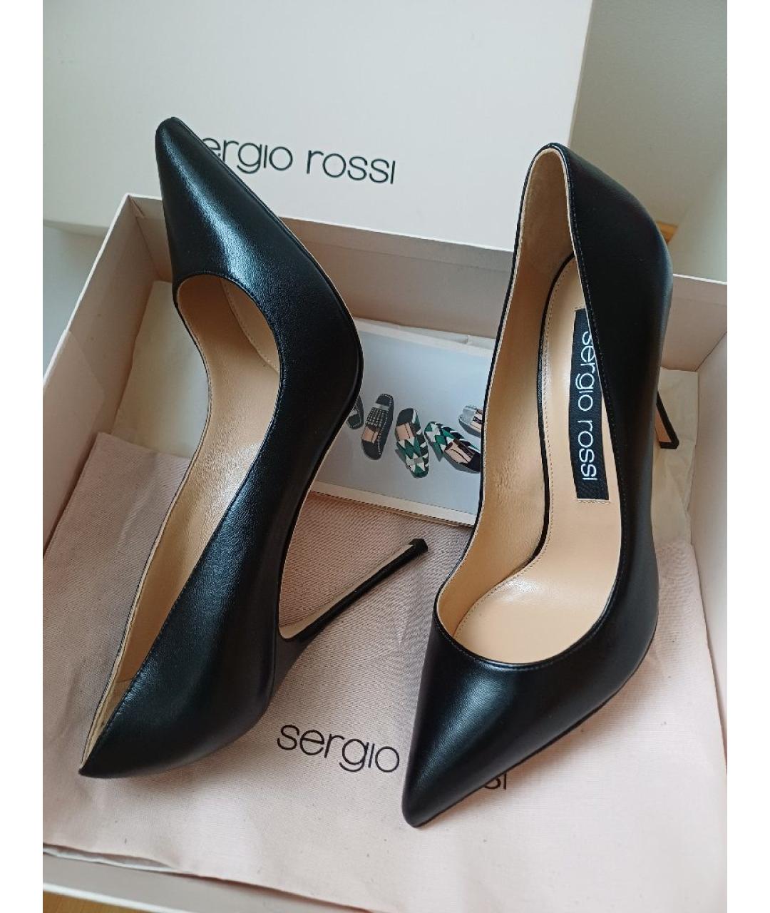 SERGIO ROSSI Черные кожаные туфли, фото 5