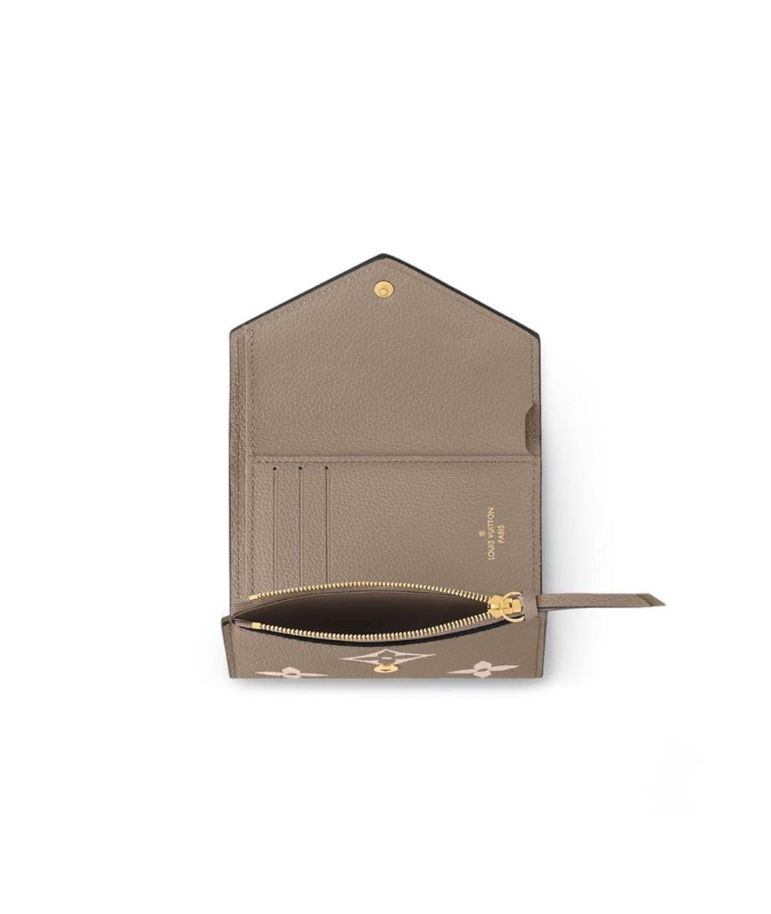 LOUIS VUITTON Бежевый кожаный кошелек, фото 4