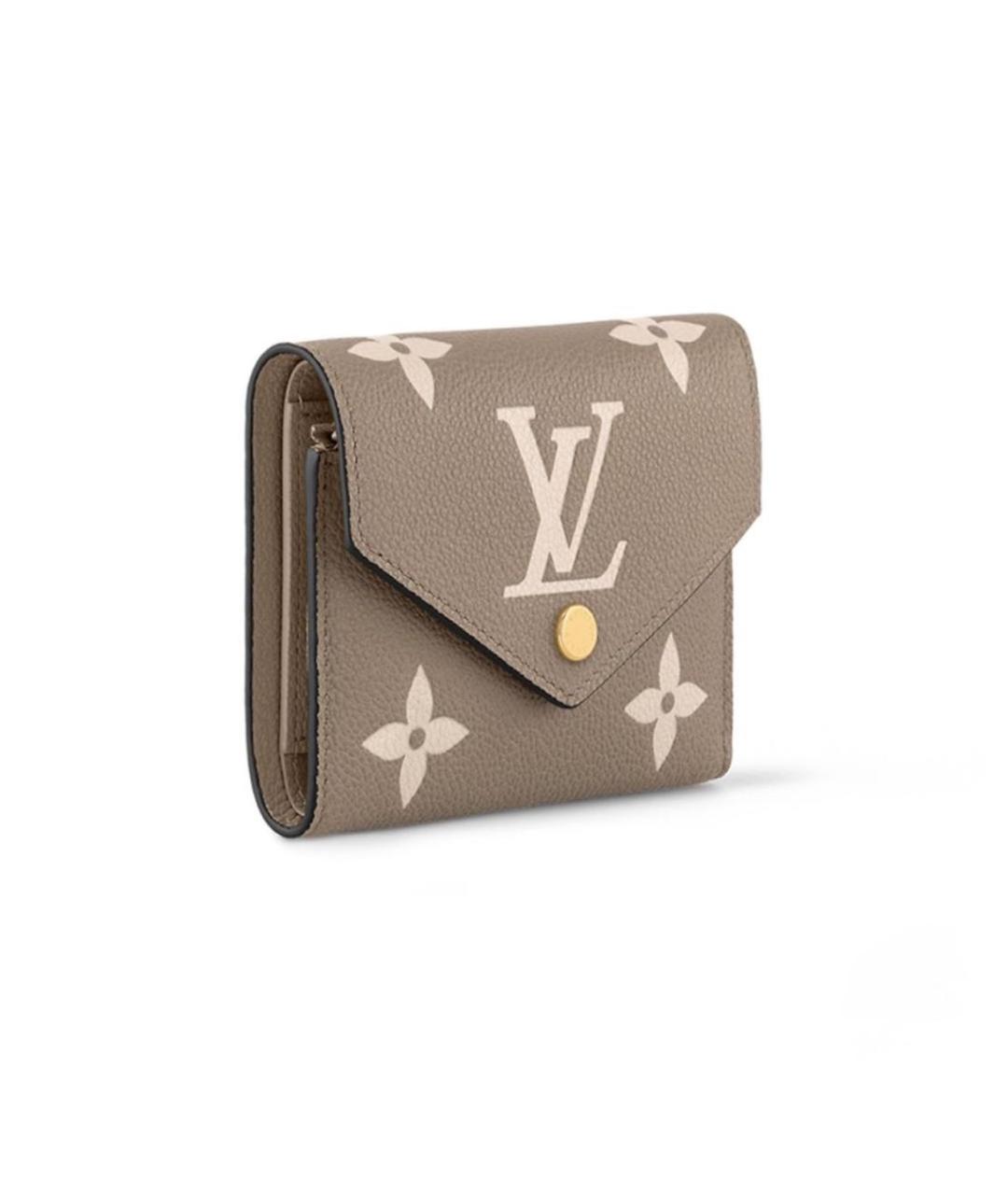 LOUIS VUITTON Бежевый кожаный кошелек, фото 2
