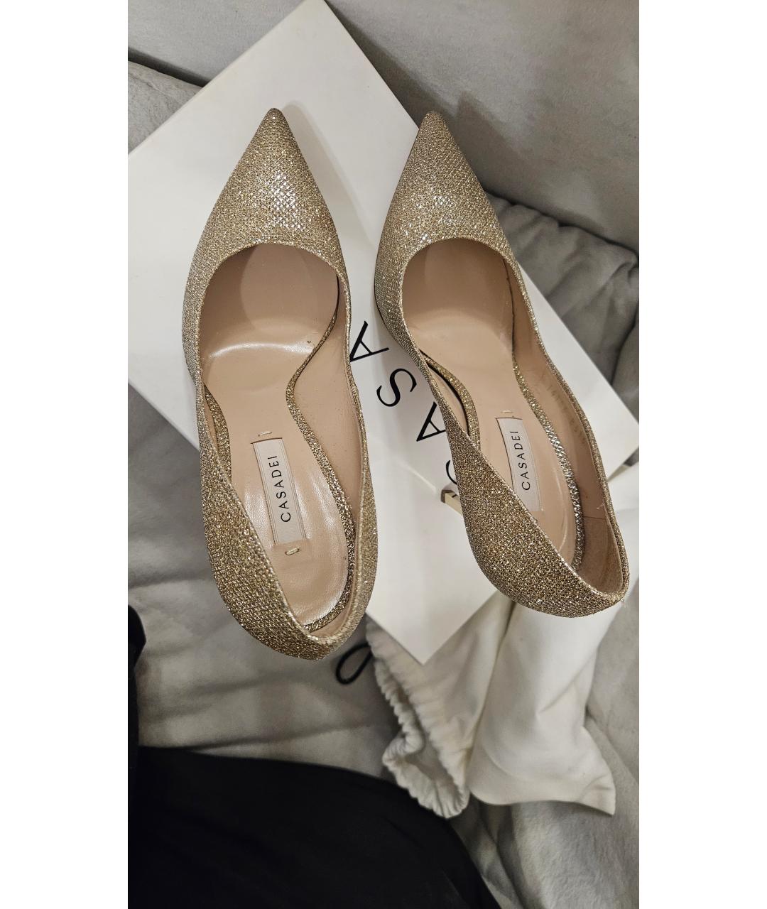 CASADEI Золотые текстильные туфли, фото 3