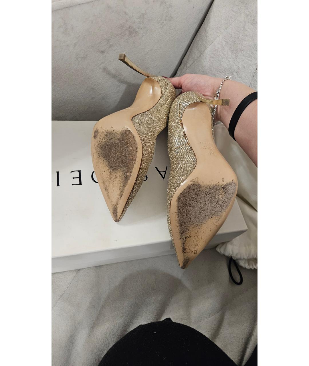 CASADEI Золотые текстильные туфли, фото 5