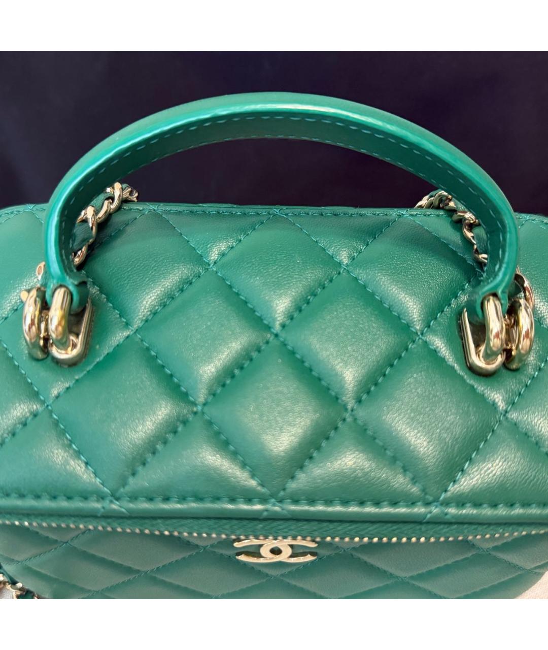 CHANEL Зеленая кожаная сумка через плечо, фото 4