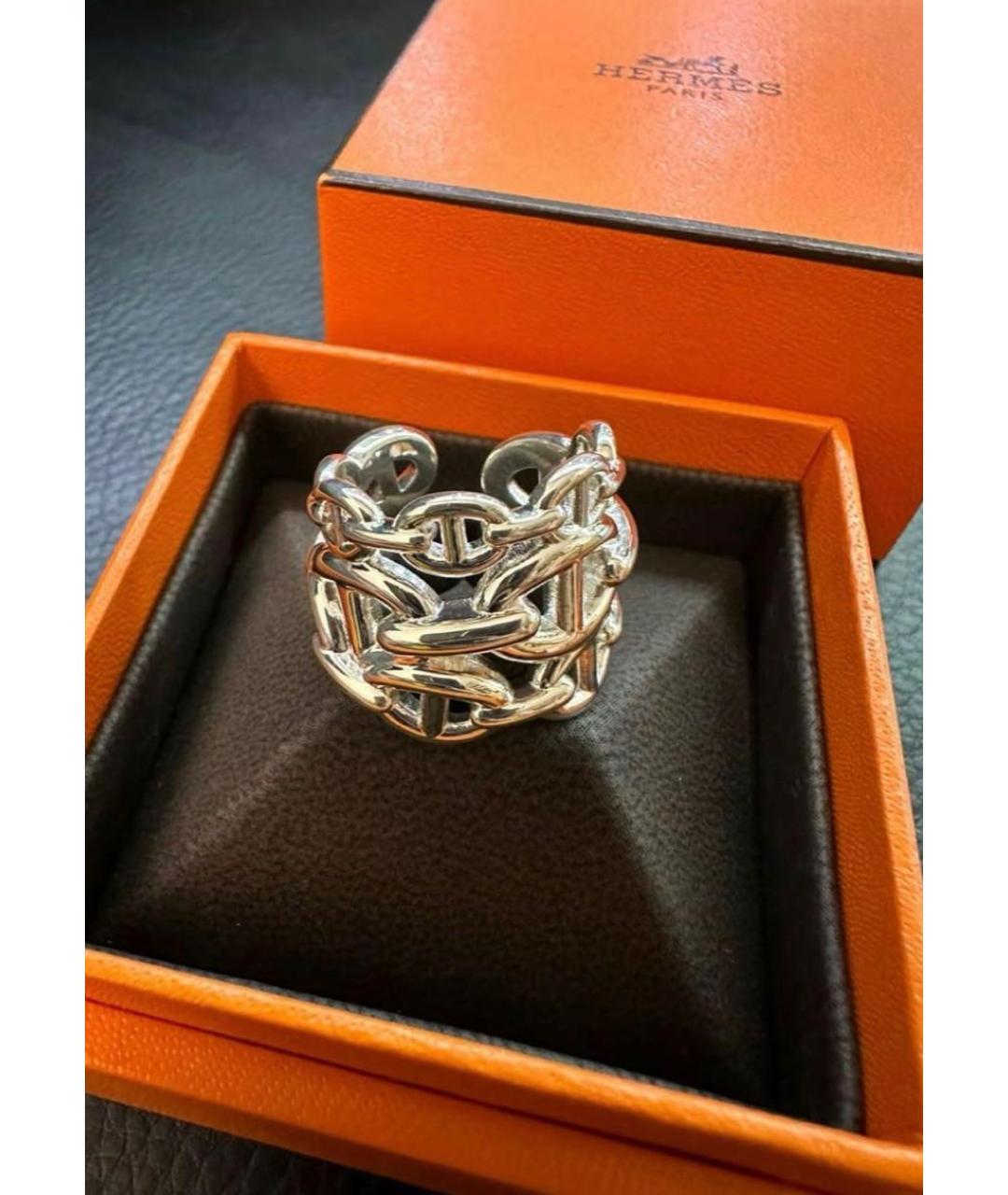 HERMES Белое серебряное кольцо, фото 3