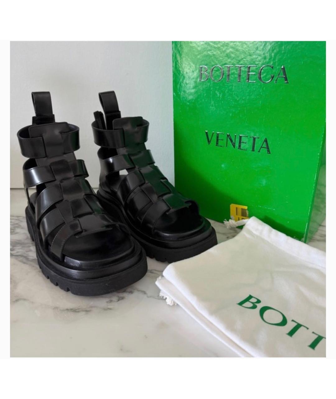 BOTTEGA VENETA Черные кожаные сандалии, фото 6