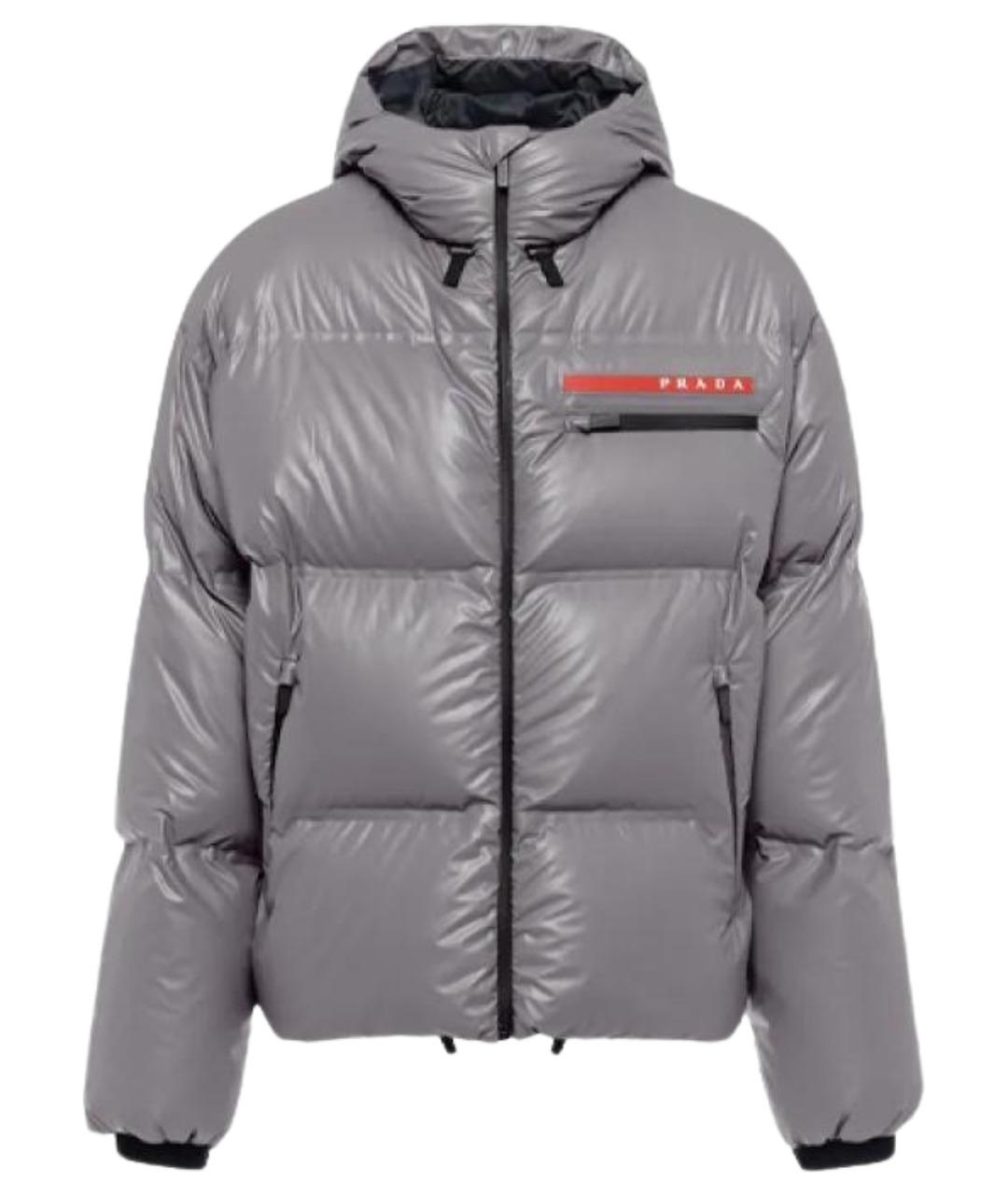 PRADA Серый полиэстеровый пуховик, фото 1