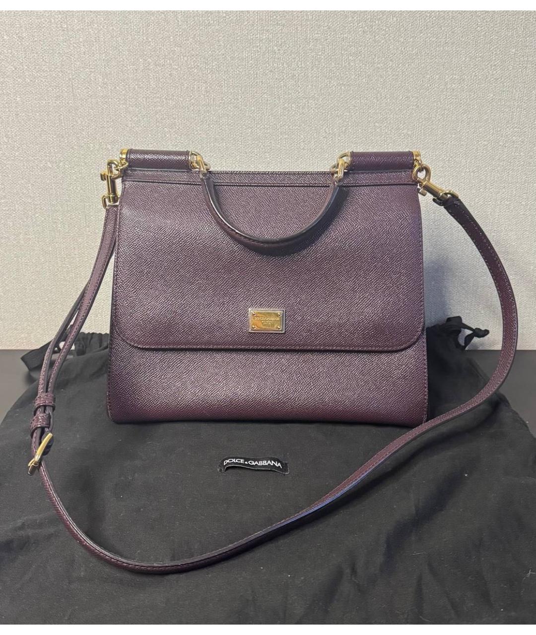 DOLCE&GABBANA Бордовая кожаная сумка с короткими ручками, фото 6