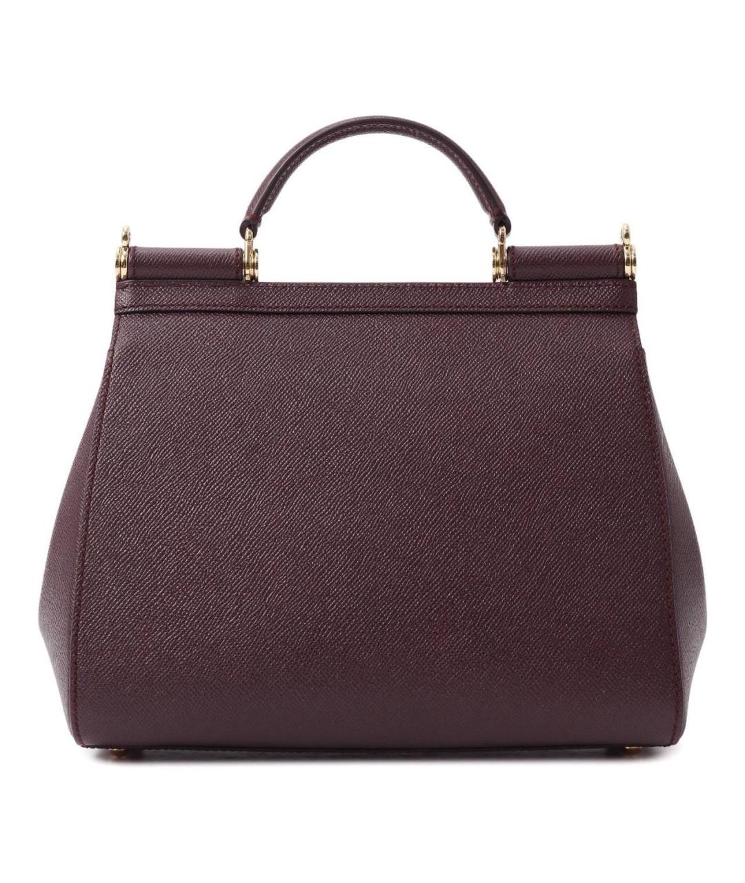 DOLCE&GABBANA Бордовая кожаная сумка с короткими ручками, фото 2