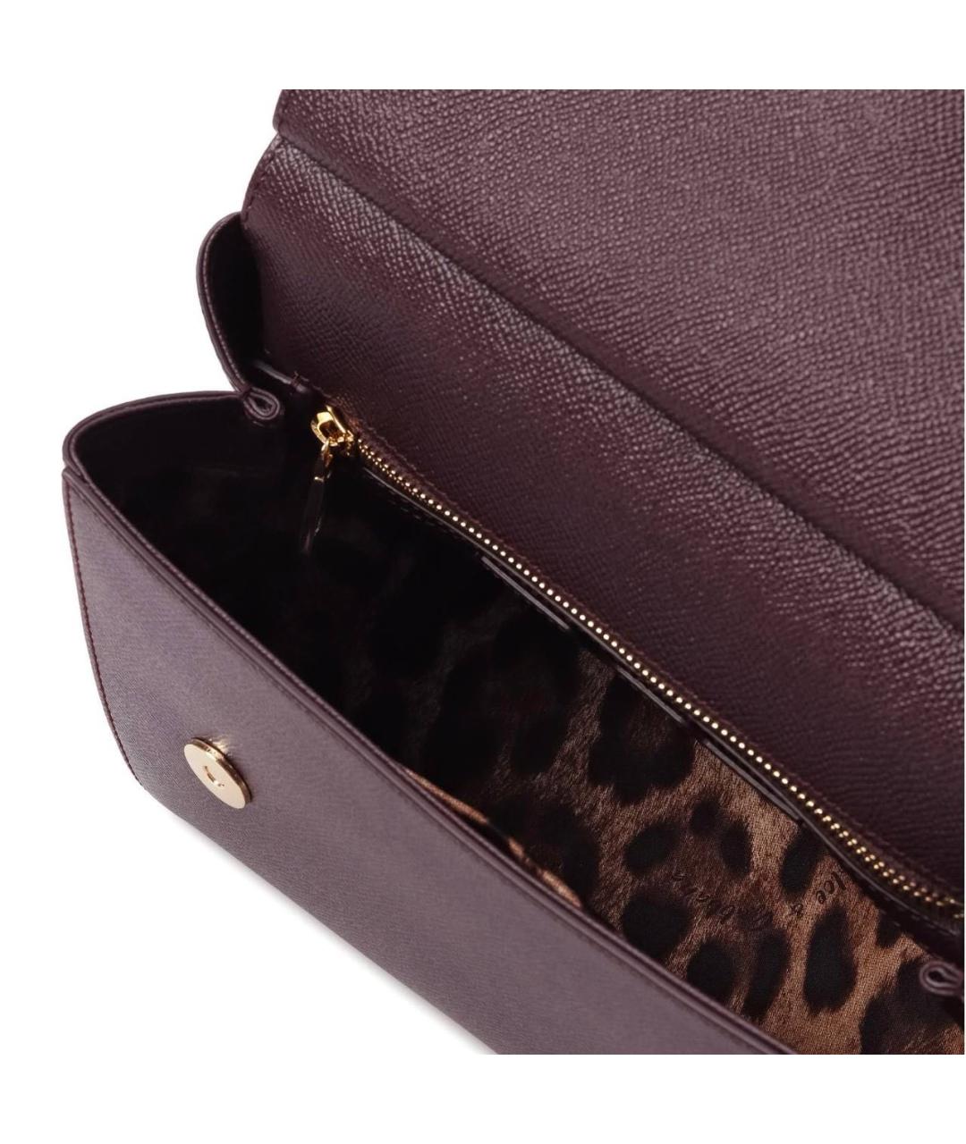 DOLCE&GABBANA Бордовая кожаная сумка с короткими ручками, фото 3