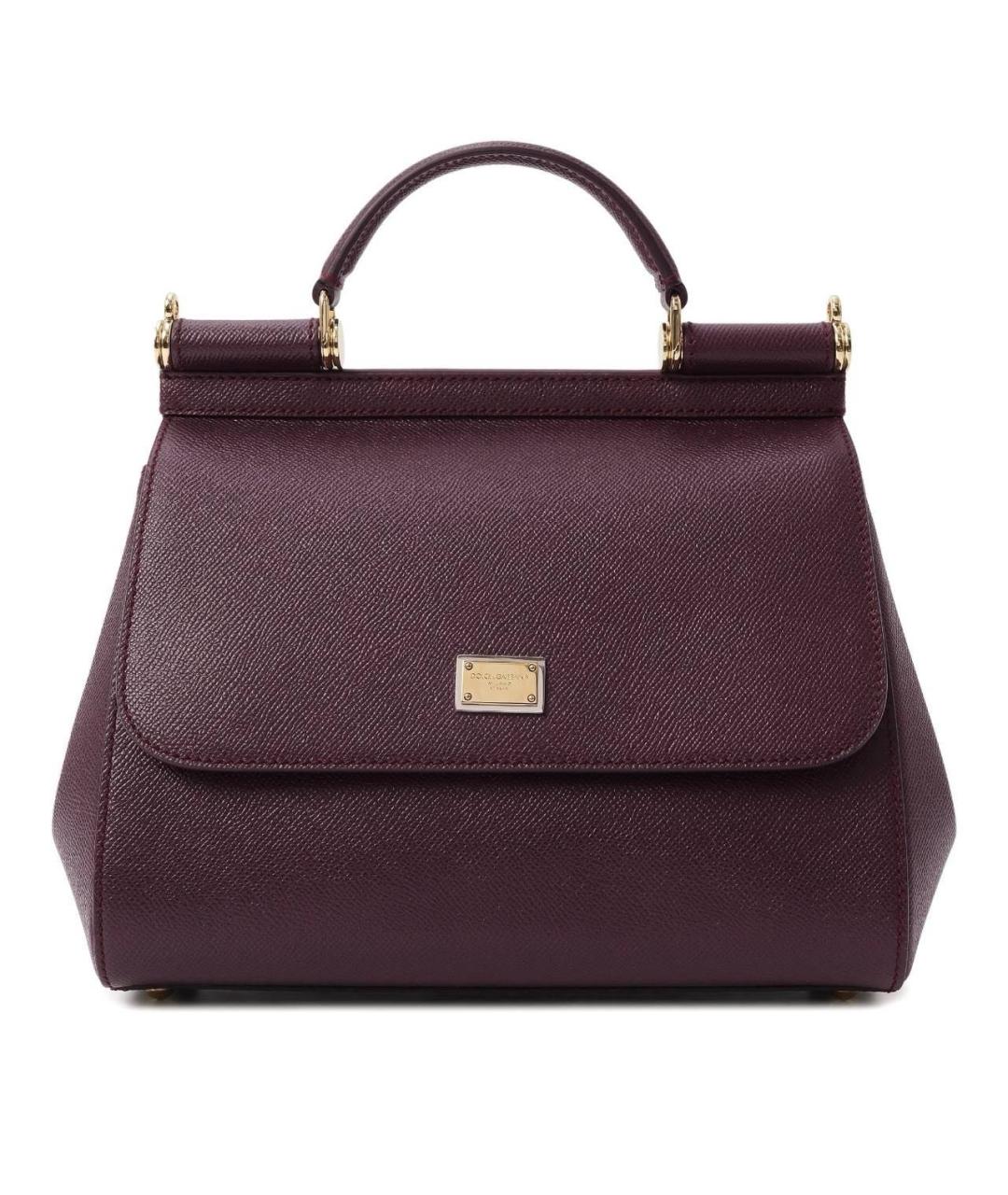 DOLCE&GABBANA Бордовая кожаная сумка с короткими ручками, фото 7