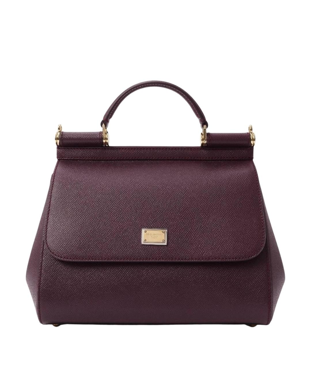 DOLCE&GABBANA Бордовая кожаная сумка с короткими ручками, фото 1