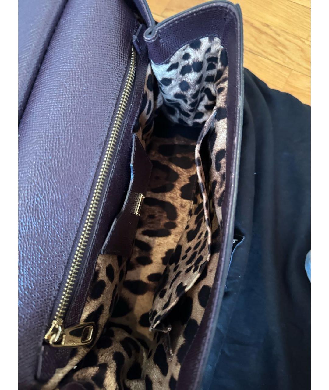 DOLCE&GABBANA Бордовая кожаная сумка с короткими ручками, фото 5