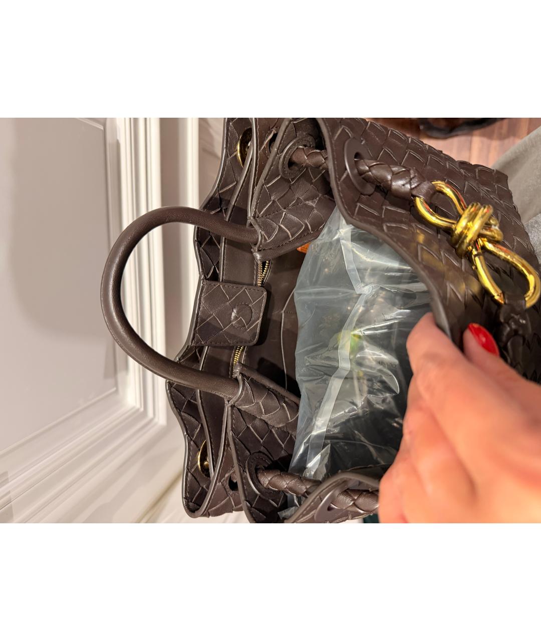 BOTTEGA VENETA Коричневая кожаная сумка через плечо, фото 4