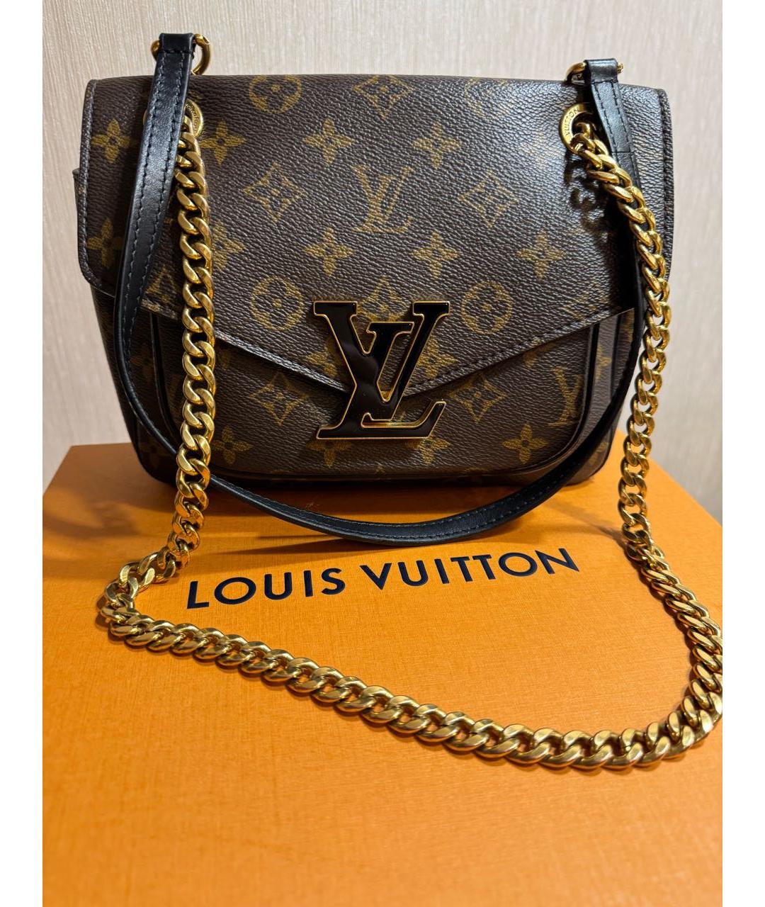 LOUIS VUITTON Коричневая кожаная сумка через плечо, фото 5