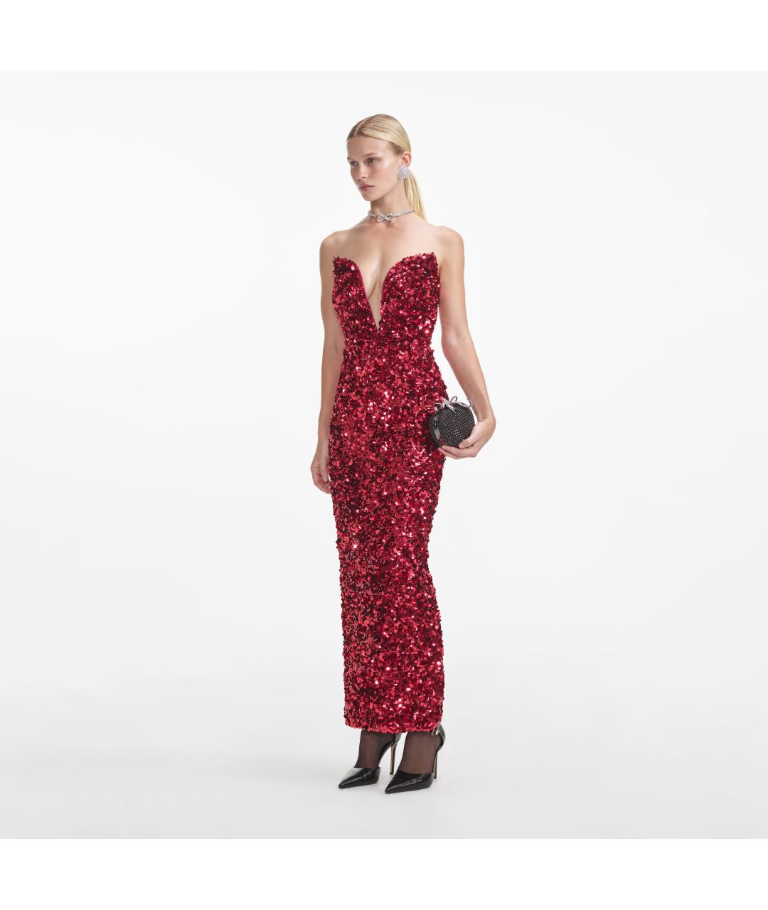 SELF-PORTRAIT Красное полиэстеровое коктейльное платье, фото 3