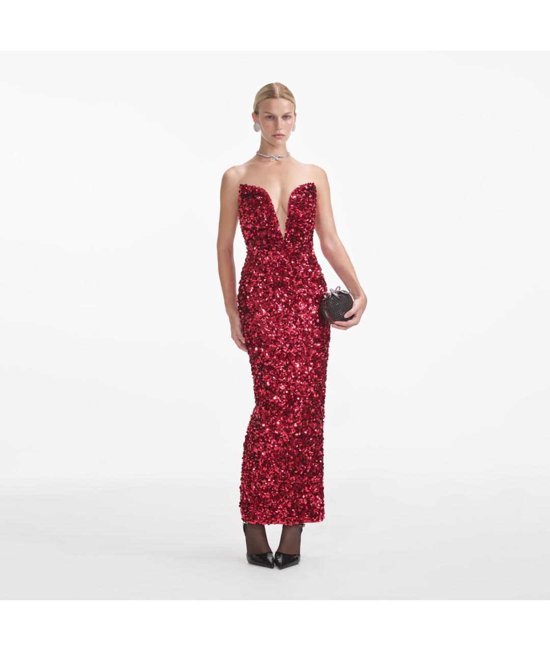 SELF-PORTRAIT Красное полиэстеровое коктейльное платье, фото 2