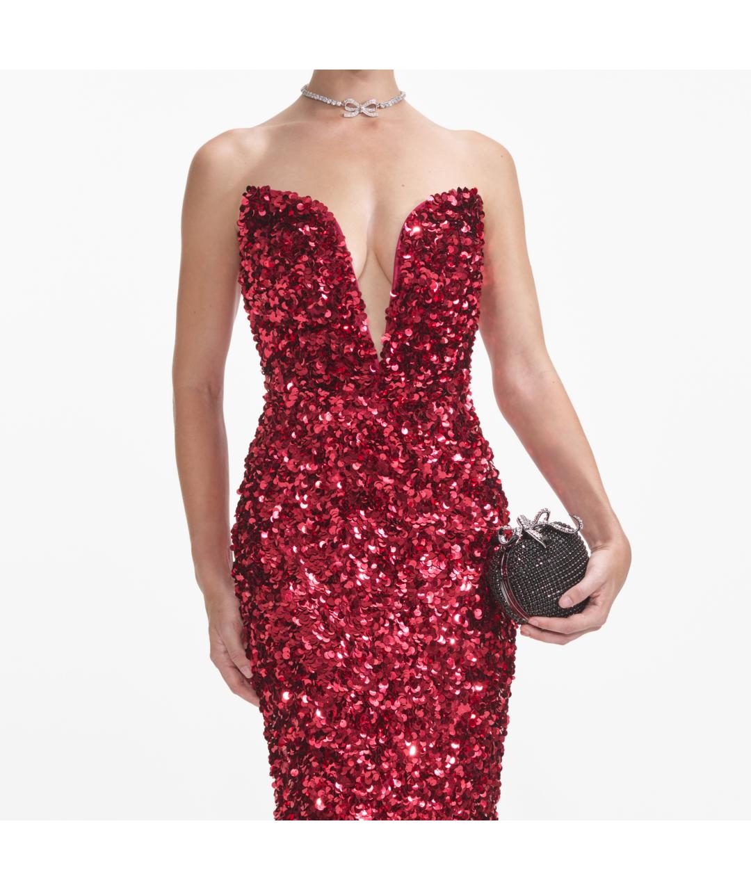 SELF-PORTRAIT Красное полиэстеровое коктейльное платье, фото 4