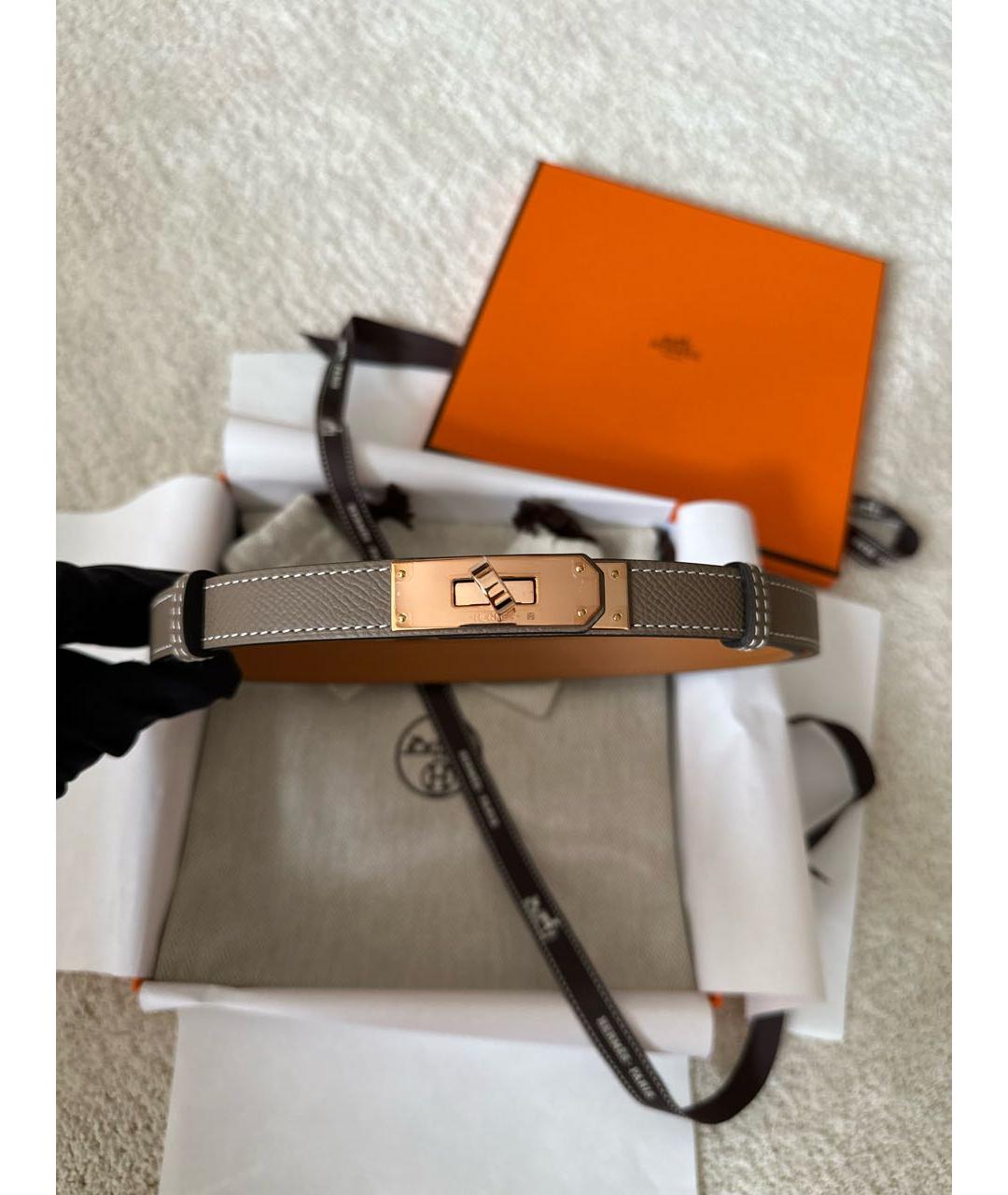 HERMES Бежевый кожаный ремень, фото 7