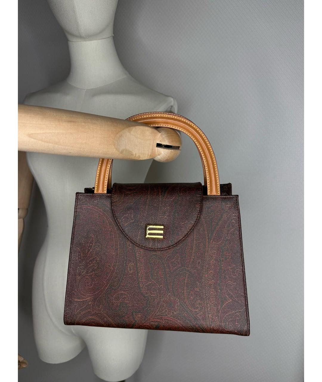 ETRO Коричневая кожаная сумка с короткими ручками, фото 3
