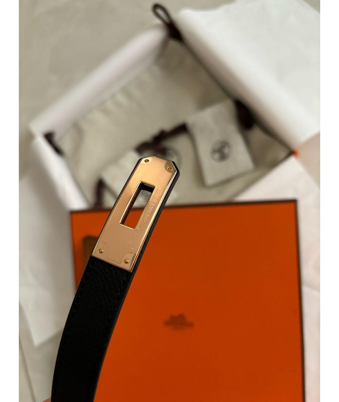 HERMES Черный кожаный ремень, фото 4