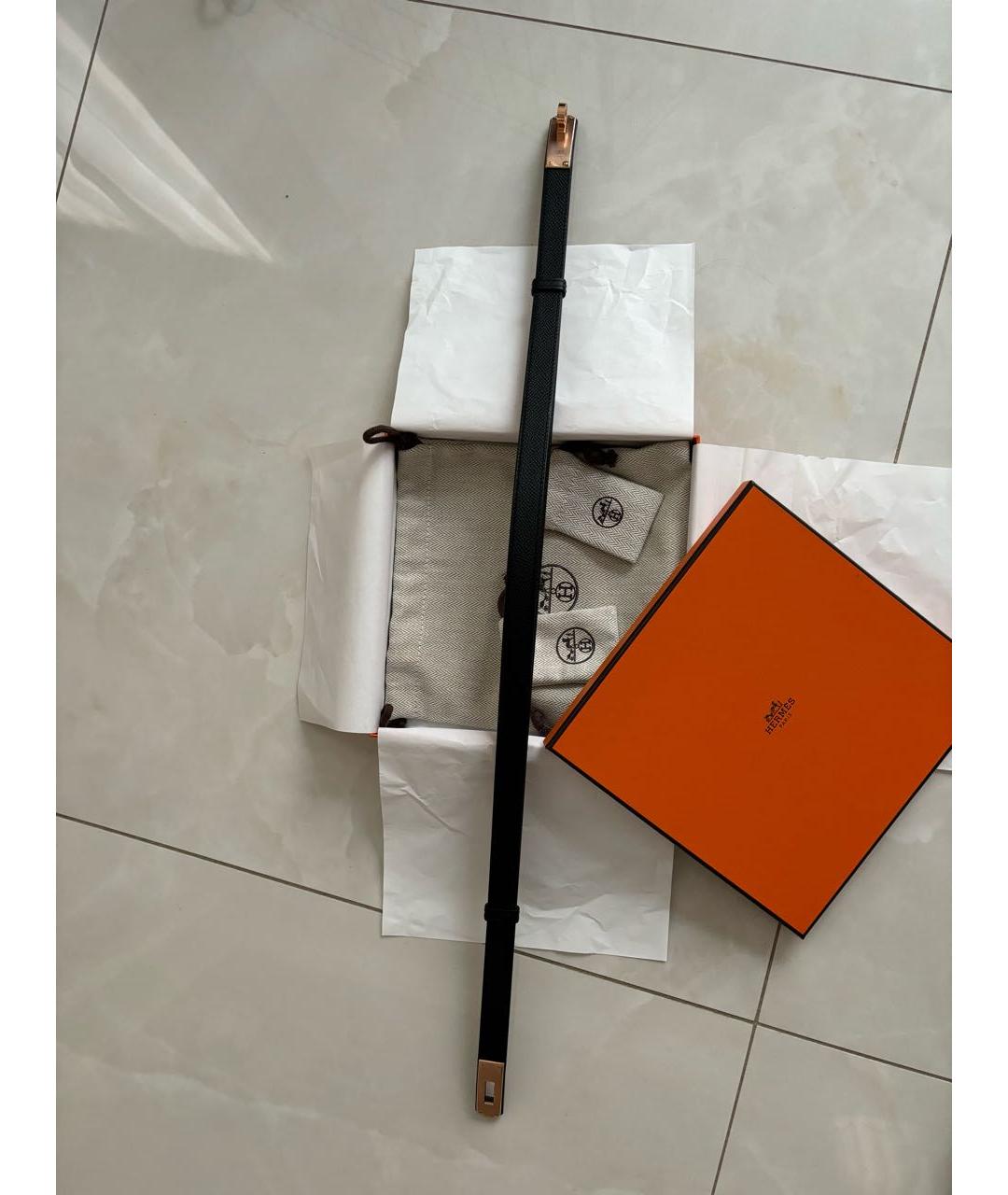 HERMES Черный кожаный ремень, фото 6