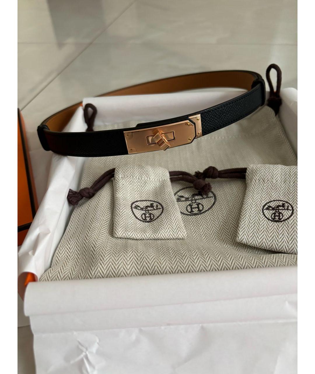 HERMES Черный кожаный ремень, фото 8