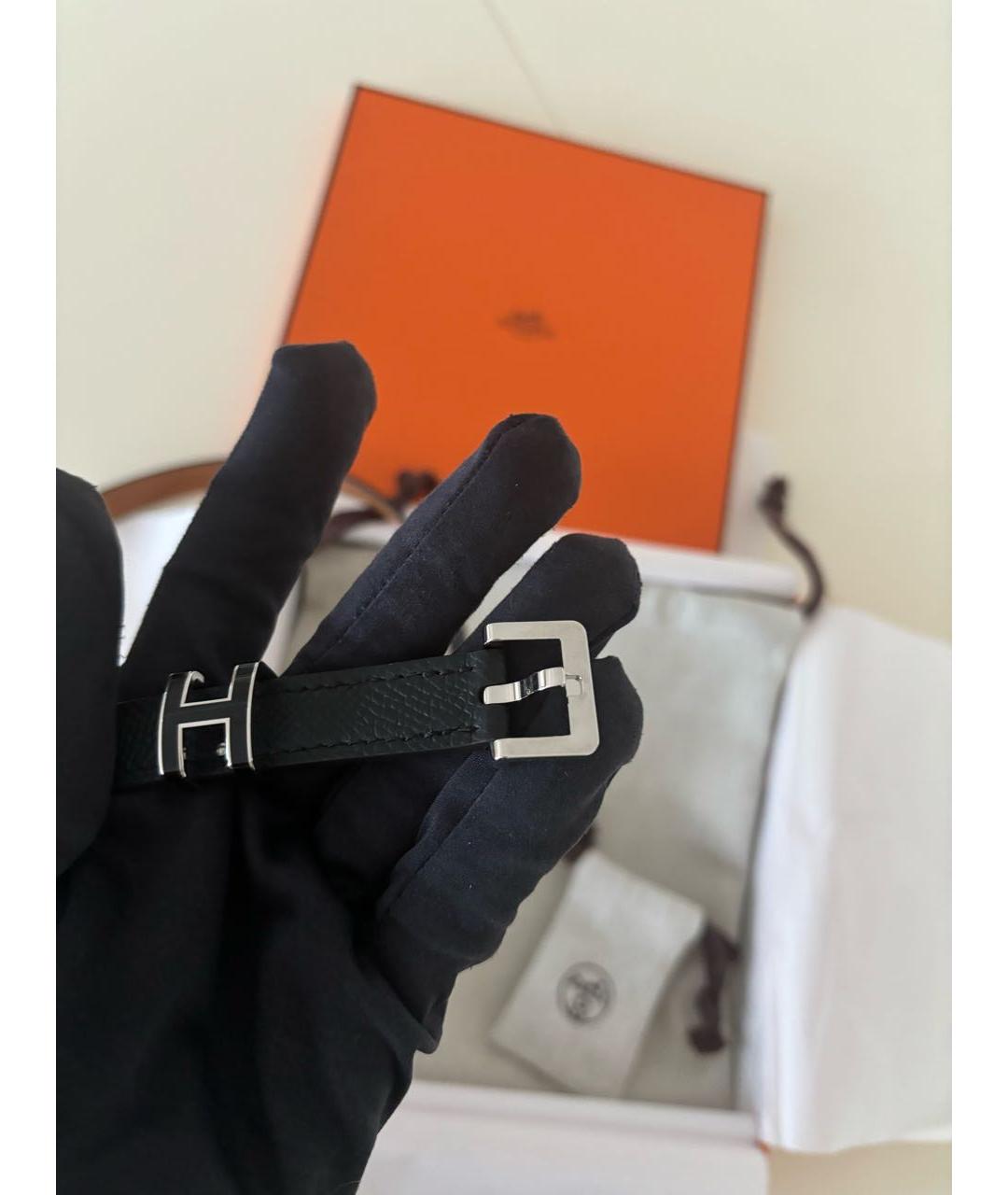HERMES Черный кожаный ремень, фото 2