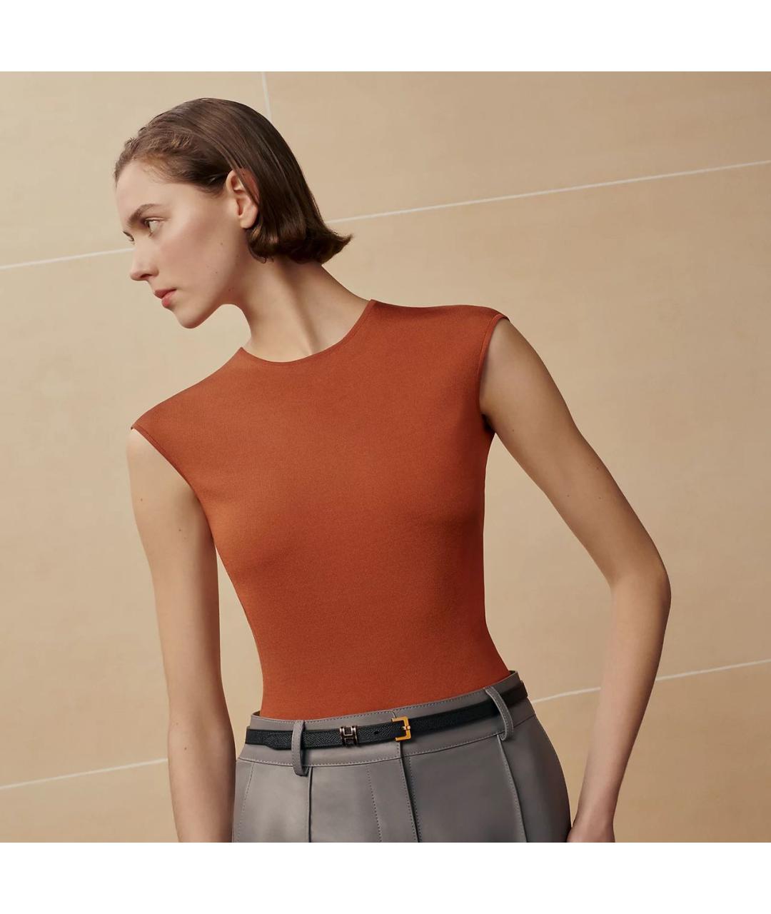 HERMES Черный кожаный ремень, фото 8