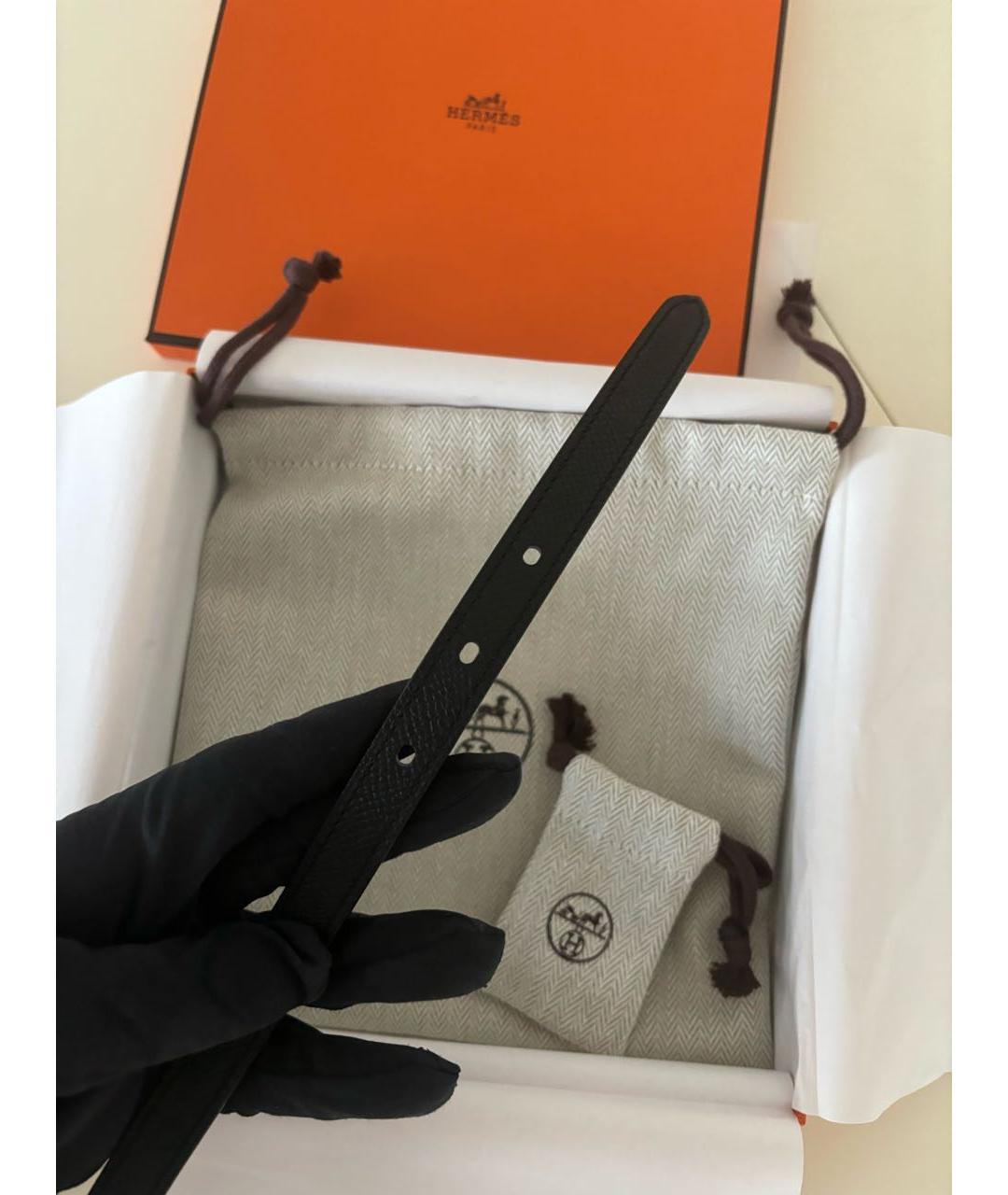 HERMES Черный кожаный ремень, фото 5